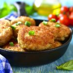 Chicken cutlets in a skillet