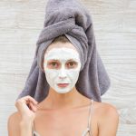 Portrait of a woman with beauty mask on her face