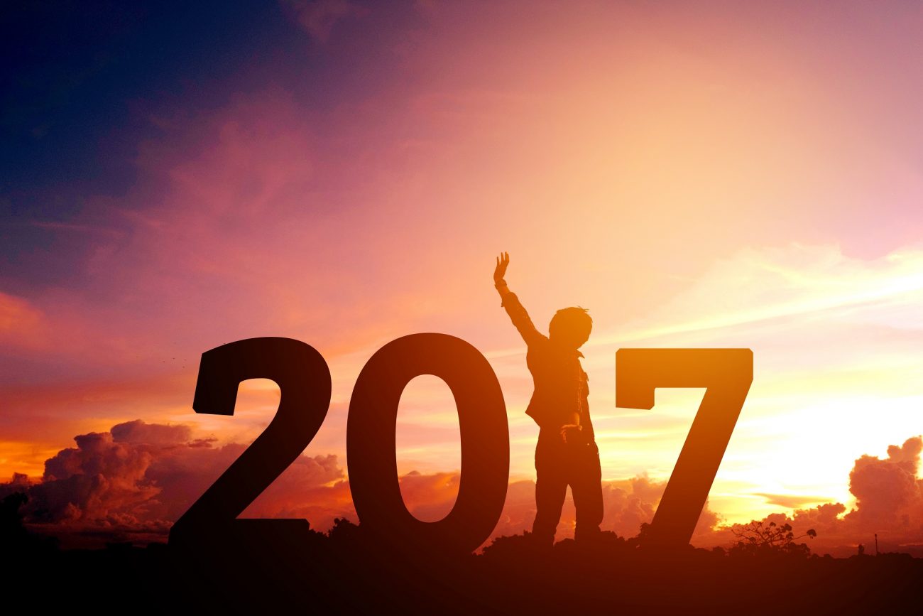 2017 Silhouette young man Happy for 2017 new year