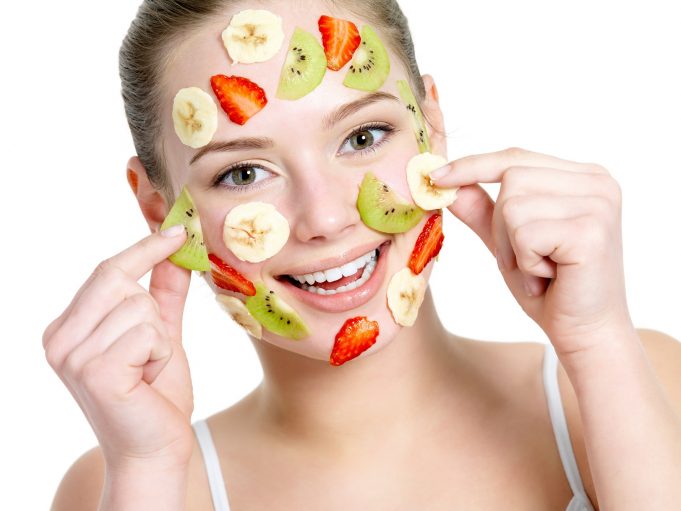 face masks beautiful woman with fruit facial mask