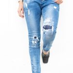 Woman with Distressed jeans