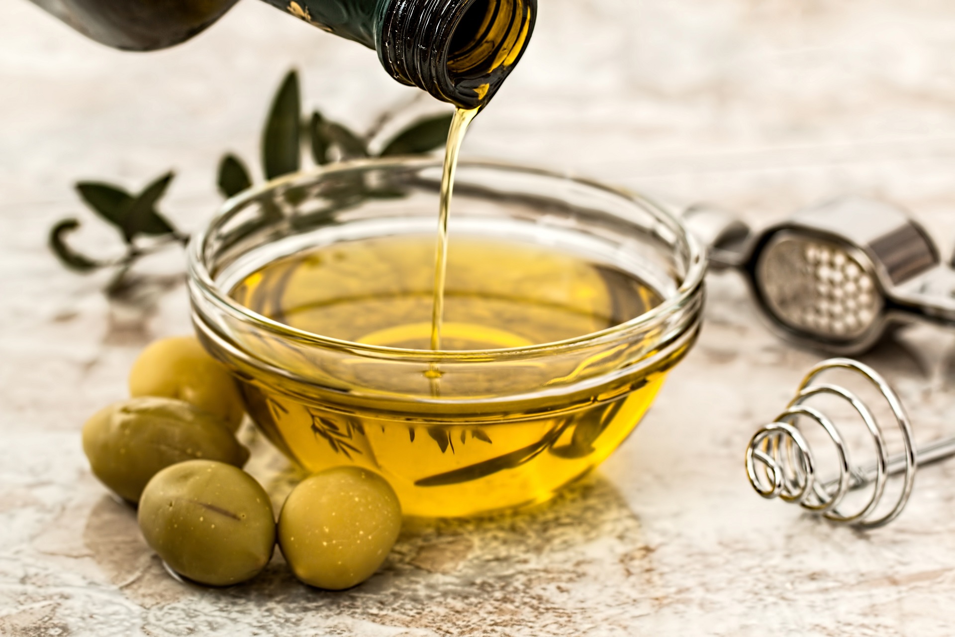 Olive oil as dressing for salads.