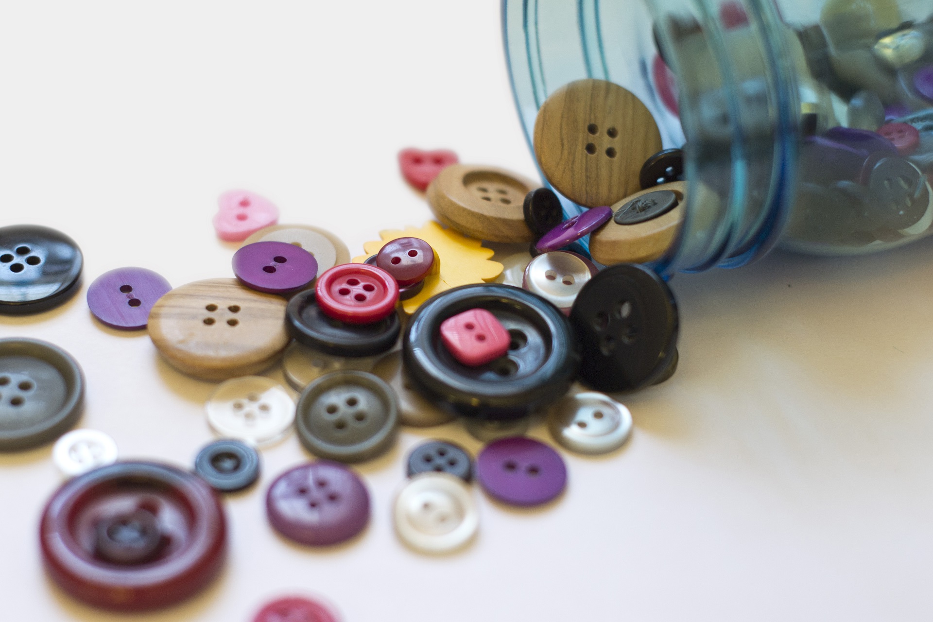 Buttons in a mason jar. 