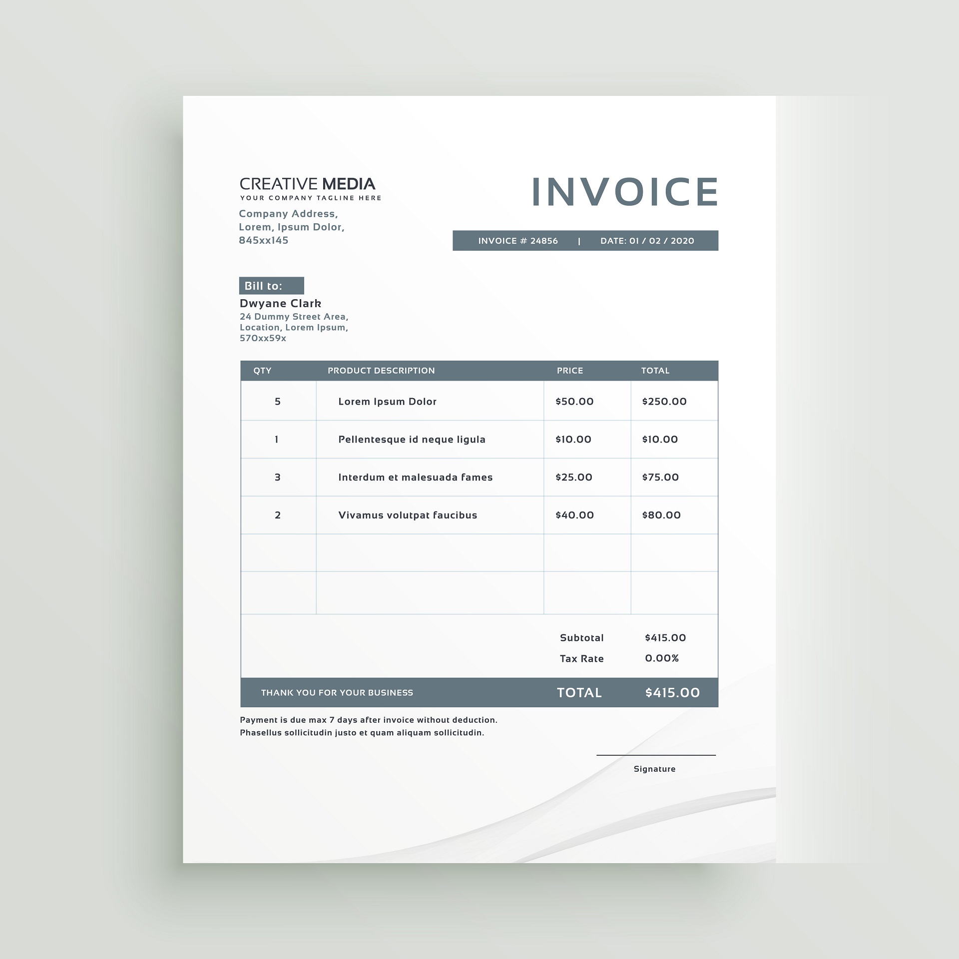 Have the word 'Invoice on top. 