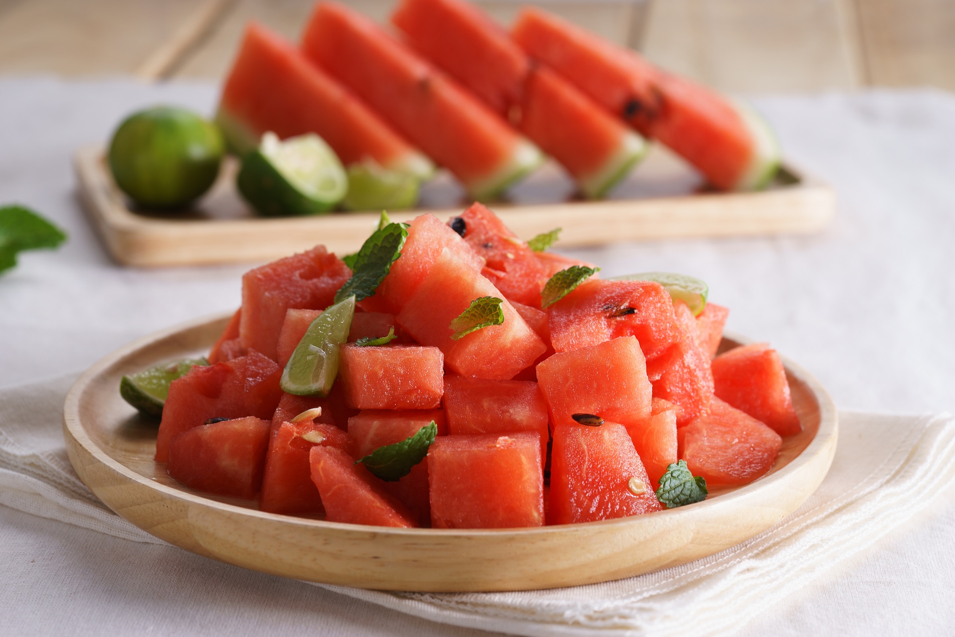 Easy watermelon mint salad. 