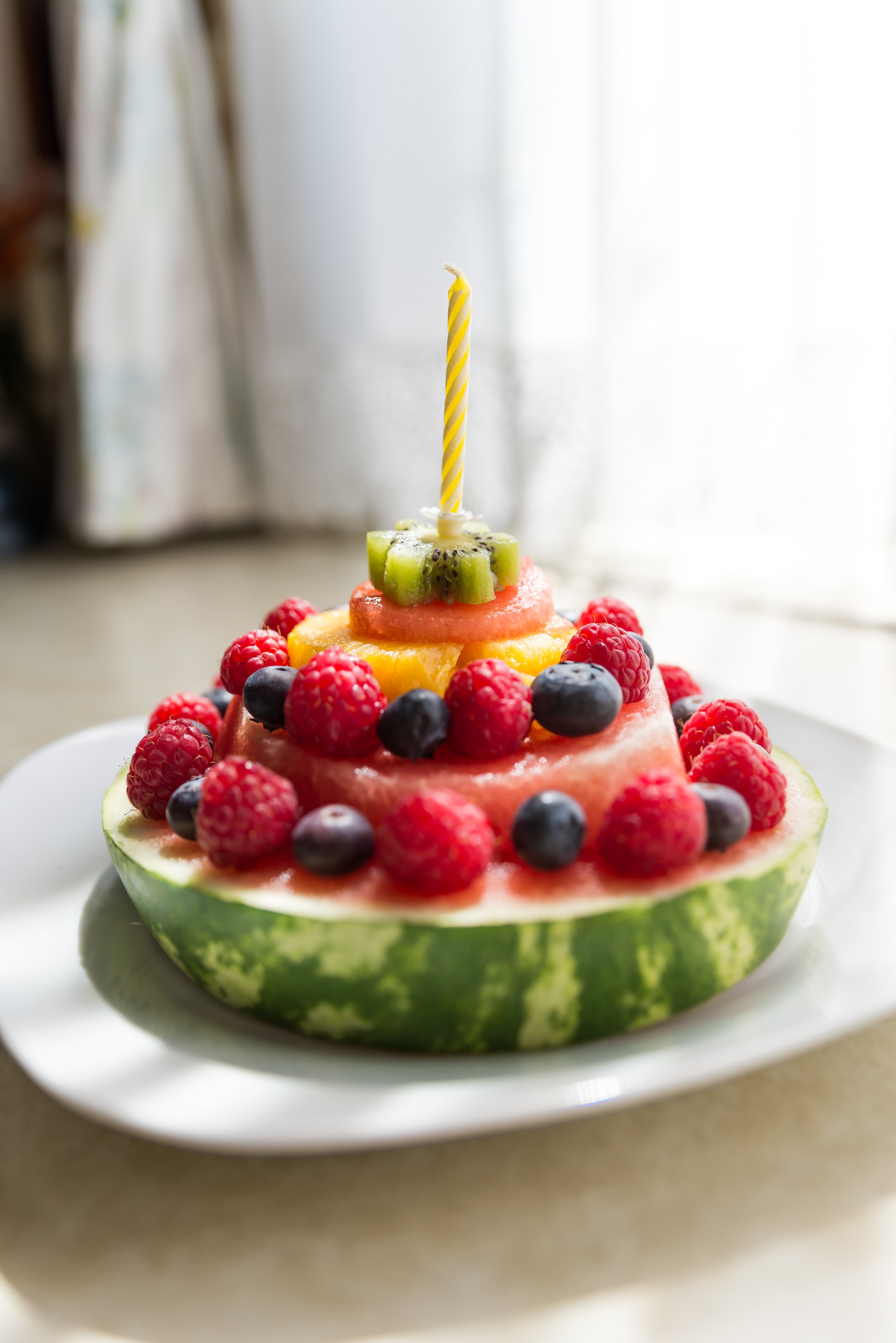 Watermelon cake for celebrating health-conscious birthdays. 